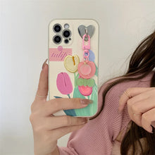 Laden Sie das Bild in den Galerie-Viewer, Niedliche Blumen-iPhone-Hülle mit Telefon-Lanyard