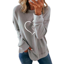 Laden Sie das Bild in den Galerie-Viewer, Langarm-Sweatshirt mit Rundhalsausschnitt und Herzdruck