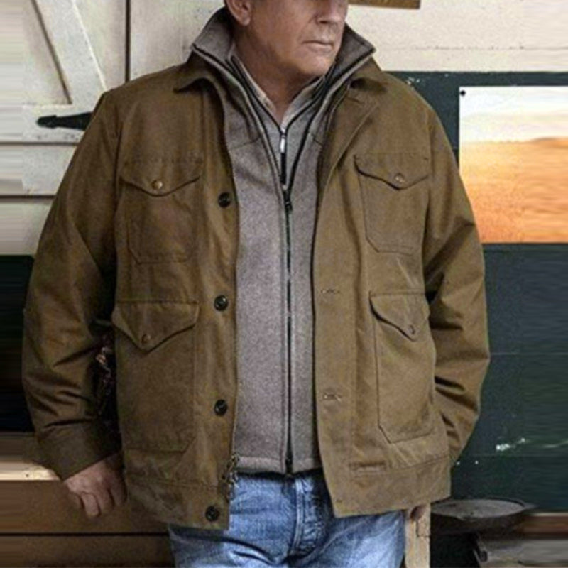 Einreihige Jeansjacke aus Baumwolle