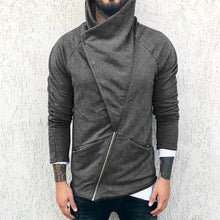 Laden Sie das Bild in den Galerie-Viewer, Lässige Fleece-Kapuzenjacke mit diagonalem Reißverschluss