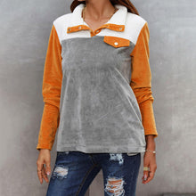 Laden Sie das Bild in den Galerie-Viewer, Mehrfarbiger Langärmeliger Kapuzenpullover mit Rundhalsausschnitt für Damen