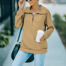 Laden Sie das Bild in den Galerie-Viewer, Einfarbiges Sweatshirt mit Revers und Reißverschluss