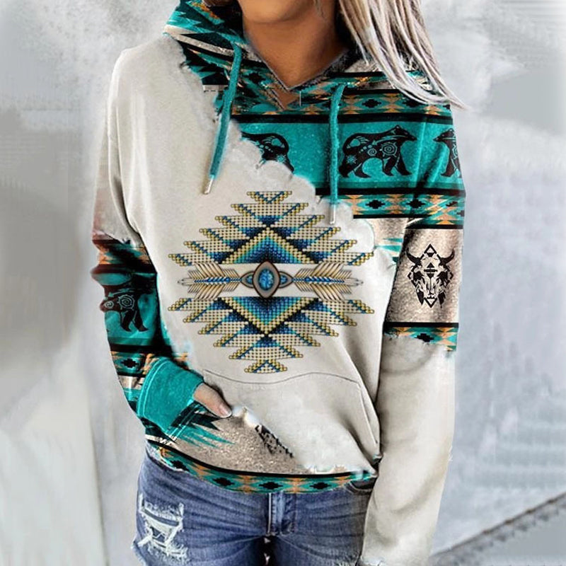 Damen Sweatshirt mit ethnischem Aufdruck