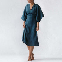 Laden Sie das Bild in den Galerie-Viewer, Elegantes Schmales Leinenkleid