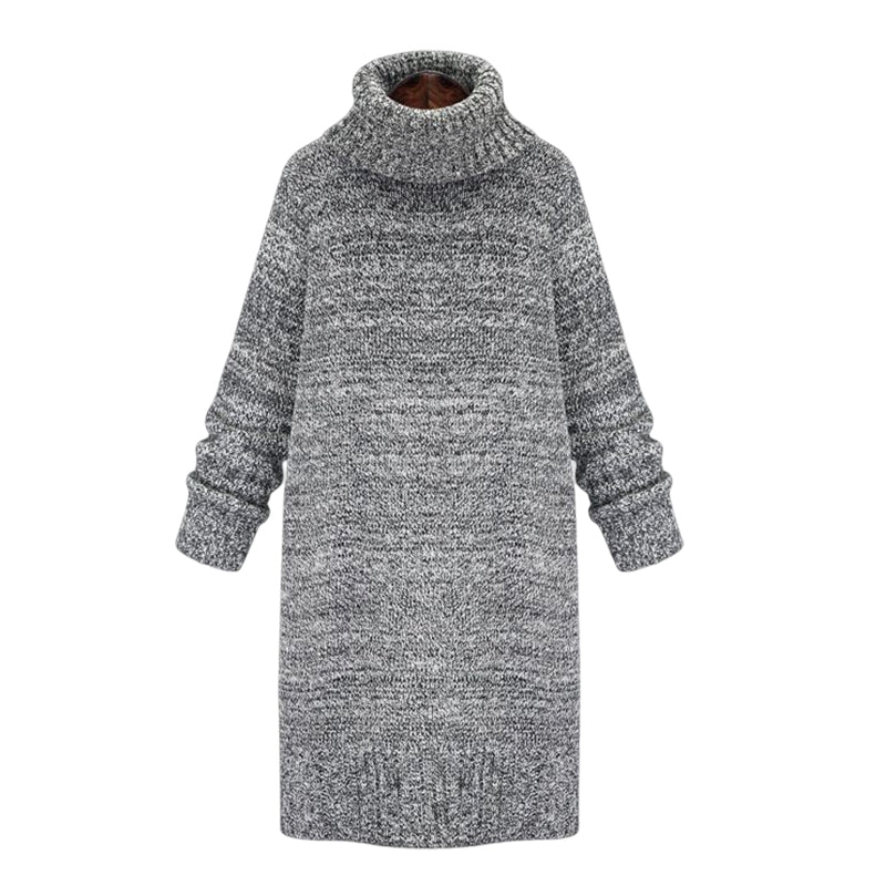 Mittellanges Strickkleid mit Rollkragen