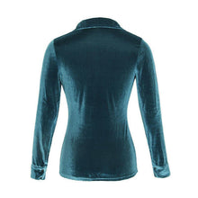 Laden Sie das Bild in den Galerie-Viewer, Langärmeliges Samthemd mit Revers für Damen
