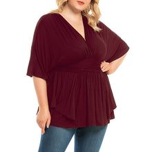 Laden Sie das Bild in den Galerie-Viewer, Lockeres Einfarbiges T-Shirt mit V-Ausschnitt