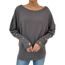 Laden Sie das Bild in den Galerie-Viewer, Langärmeliges Einfarbiges T-Shirt mit Rundhalsausschnitt