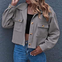 Laden Sie das Bild in den Galerie-Viewer, Lässige Kurze Cordjacken für Damen