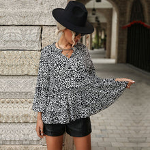 Laden Sie das Bild in den Galerie-Viewer, Leopardenmuster-Bluse mit ausgestellten Ärmeln