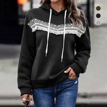 Laden Sie das Bild in den Galerie-Viewer, Damen Sweatshirt mit Kapuze und applizierter Spitze