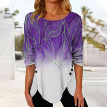 Laden Sie das Bild in den Galerie-Viewer, Bedrucktes T-Shirt mit unregelmäßigem Saum und Rundhalsausschnitt