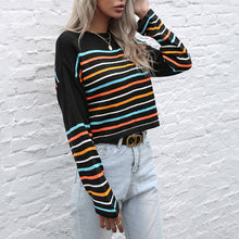 Laden Sie das Bild in den Galerie-Viewer, Mehrfarbig Gestreifter Strickpullover