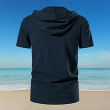 Laden Sie das Bild in den Galerie-Viewer, Einfarbiges T-Shirt mit Kordelzug und Kapuze