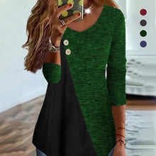 Laden Sie das Bild in den Galerie-Viewer, Langärmliges Kontrastierendes T-Shirt mit V-Ausschnitt