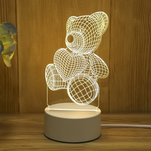 Laden Sie das Bild in den Galerie-Viewer, 3D Nachtlicht USB-Stecker dimmbare LED-Schlafzimmer-Nachttischlampe