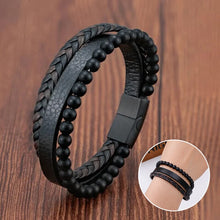 Laden Sie das Bild in den Galerie-Viewer, Naturstein Leder Geflochtenes Armband
