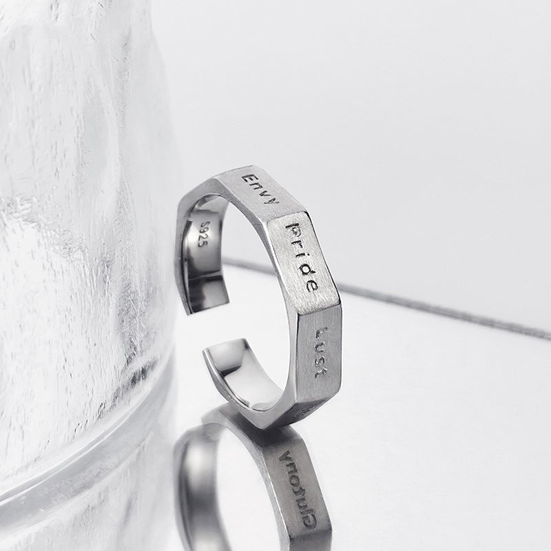 Vintage Herrenringe - Gravierte 7 Todsünden/7 Tugenden