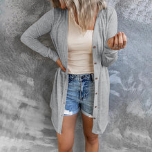 Laden Sie das Bild in den Galerie-Viewer, Einfarbige Strickjacke mit langen Ärmeln