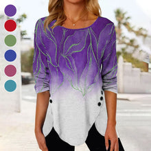 Laden Sie das Bild in den Galerie-Viewer, Bedrucktes T-Shirt mit unregelmäßigem Saum und Rundhalsausschnitt