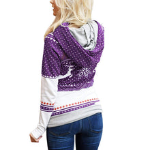Laden Sie das Bild in den Galerie-Viewer, Lässiger Langärmeliger Kapuzenpullover mit Weihnachtsdruck für Damen