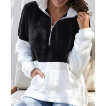 Laden Sie das Bild in den Galerie-Viewer, Kontrast-Plüschmantel mit Reißverschluss