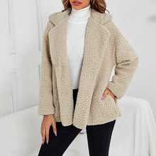 Laden Sie das Bild in den Galerie-Viewer, Damen Sherpa Jacke Leger Revers Fleece