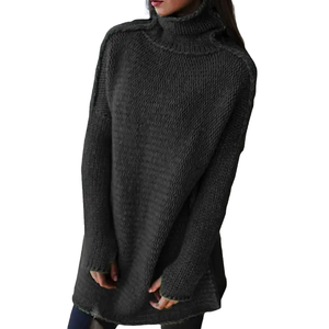 Einfarbiger Rollkragenpullover mit langen Ärmeln