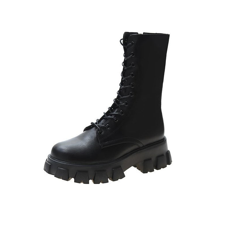 Einfarbige Herbst- und Winterstiefel mit Dicker Sohle