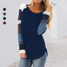 Laden Sie das Bild in den Galerie-Viewer, Langärmliges T-Shirt mit Rundhalsausschnitt in Kontrastfarbe