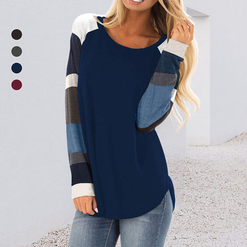 Langärmliges T-Shirt mit Rundhalsausschnitt in Kontrastfarbe