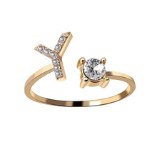 Laden Sie das Bild in den Galerie-Viewer, A-Z Buchstabe Gold Metall Einstellbarer Ring