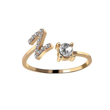 Laden Sie das Bild in den Galerie-Viewer, A-Z Buchstabe Gold Metall Einstellbarer Ring