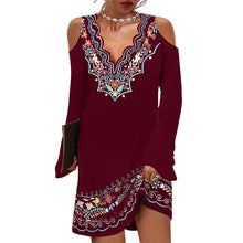Laden Sie das Bild in den Galerie-Viewer, Ethnisches Schulterfreies Langärmliges Kleid