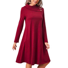 Laden Sie das Bild in den Galerie-Viewer, Elegantes Einfarbiges Kleid mit Knöpfen