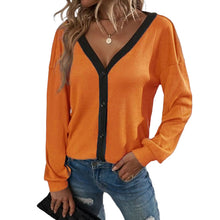 Laden Sie das Bild in den Galerie-Viewer, Strickjacke mit V-Ausschnitt und langen Ärmeln