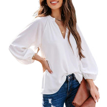 Laden Sie das Bild in den Galerie-Viewer, Lässige Bequeme Bluse mit V-Ausschnitt