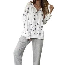 Laden Sie das Bild in den Galerie-Viewer, Damen T-Shirt mit Reißverschluss und Sterndruck