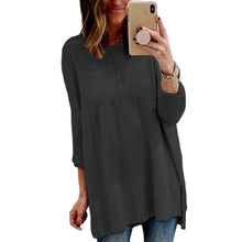 Laden Sie das Bild in den Galerie-Viewer, Langärmeliges T-Shirt mit Rundhalsausschnitt