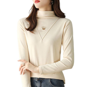 Lässige Langarm-Rollkragenpullover für Damen