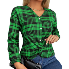 Laden Sie das Bild in den Galerie-Viewer, V-Ausschnitt kariertes T-Shirt