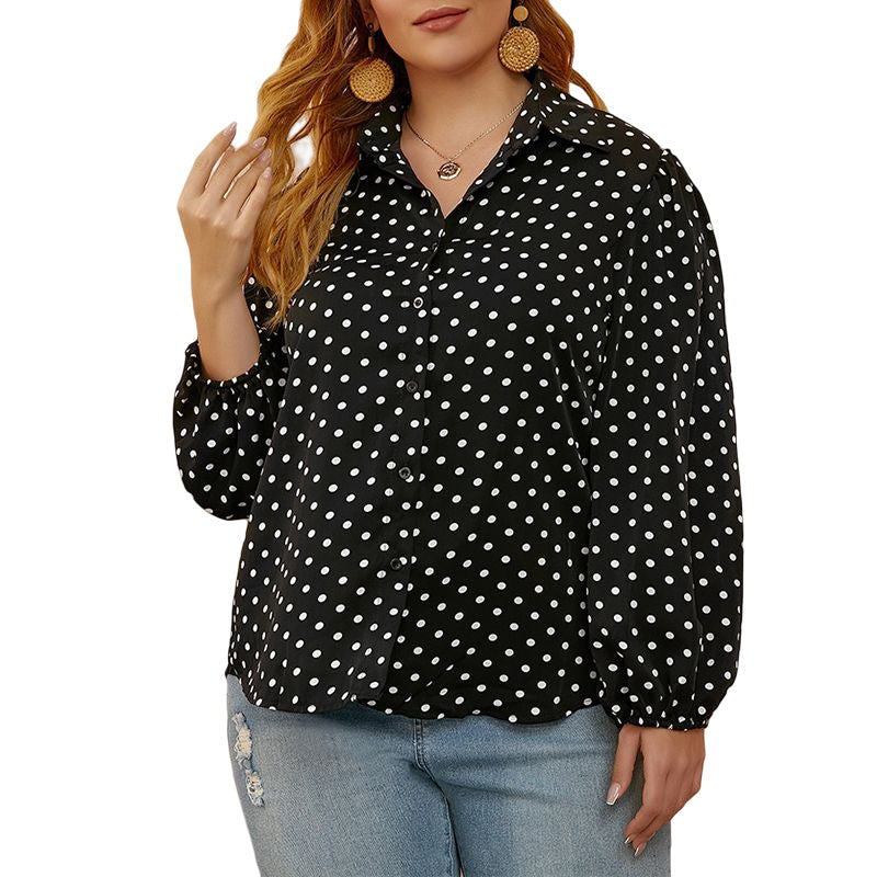 Gepunktete Bluse mit Ballonärmeln
