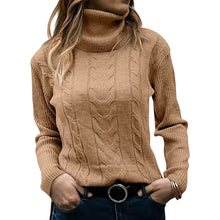 Laden Sie das Bild in den Galerie-Viewer, Einfarbiger Strickpullover mit Revers für Damen