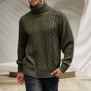 Einfarbiger Langärmliger Gestrickter Rollkragenpullover für Herren