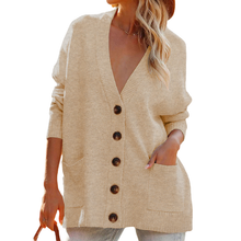Laden Sie das Bild in den Galerie-Viewer, Einfarbige Strickjacke mit Tasche