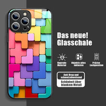 Laden Sie das Bild in den Galerie-Viewer, 3D-Glashülle mit quadratischem Muster für iPhone