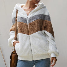 Laden Sie das Bild in den Galerie-Viewer, Plüsch-Sweatshirt in Kontrastfarbe mit Reißverschluss