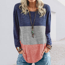 Laden Sie das Bild in den Galerie-Viewer, Kontrastierendes Langärmliges T-Shirt mit Rundhalsausschnitt