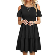 Laden Sie das Bild in den Galerie-Viewer, Modisches kurzärmliges schulterfreies Kleid