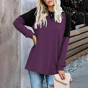 Langarm-T-Shirt mit Rundhalsausschnitt und Farbblock